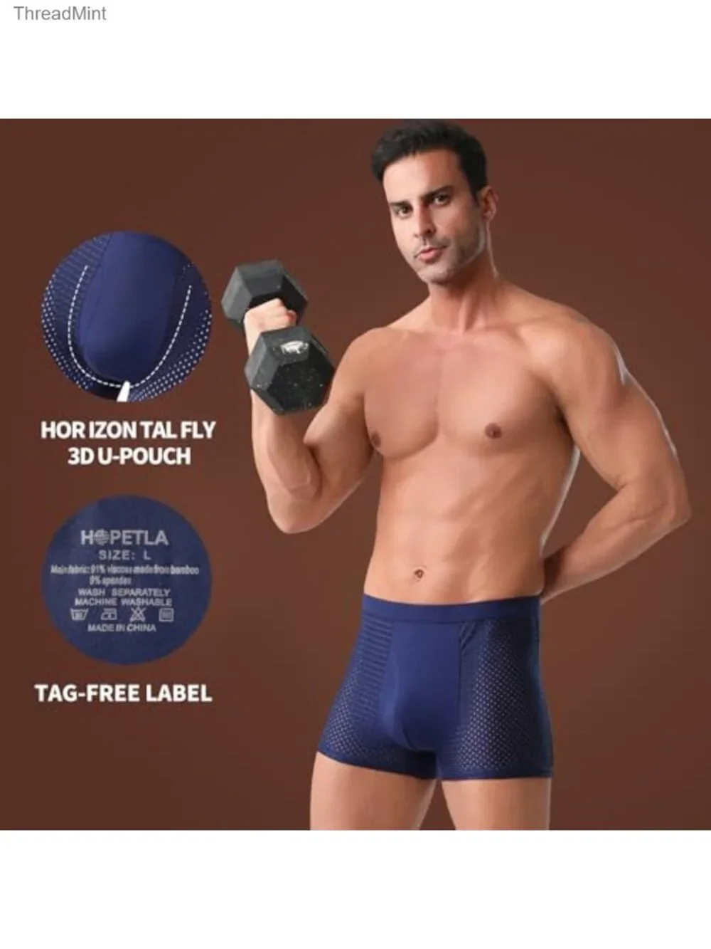 Bamboo Viscose Boxer Briefs Breathable Moisture Wicking 5 Pack